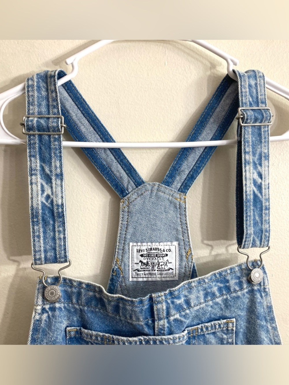 LEVI'S Vintage Blue Denim Shortalls Short Overalls Two hours Brand/Size M - Picture 4 of 15